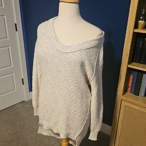 Free People White Off-the-Shoulder Sweater